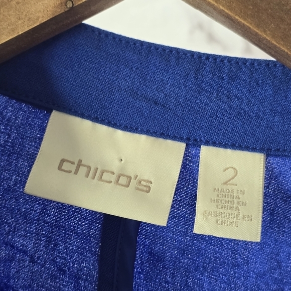 Chicos Jacket Womens Large 2 Blue Blazer Textured Knit Lightweight Unstructured - Picture 3 of 11